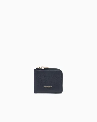 Giorgio Armani Small Wrap-around Zip Wallet In Pebbled Calfskin