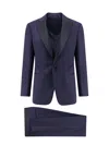 Giorgio Armani Virgin Wool Smoking With Satin Profiles In Navy