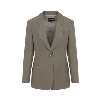 Giorgio Armani Smoky Quartz Grey Linen Blazer