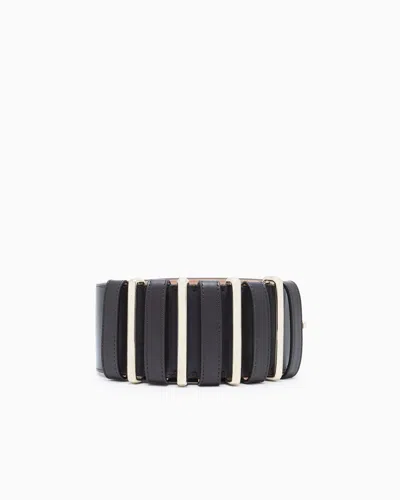 Giorgio Armani Smooth Calfskin Wide Belt In Brown