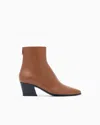 Giorgio Armani Smooth Leather Heeled Ankle Boots In Brown
