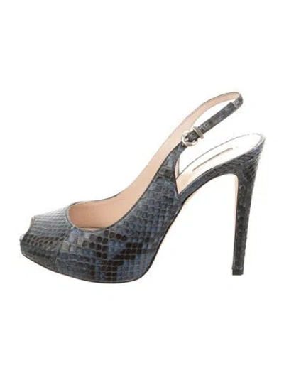 Pre-owned Giorgio Armani Snakeskin Animal Print Slingback Pumps In Multi