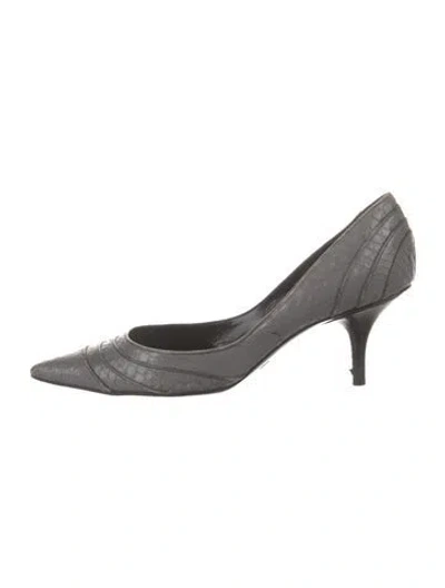 Pre-owned Giorgio Armani Snakeskin Pumps In Gray