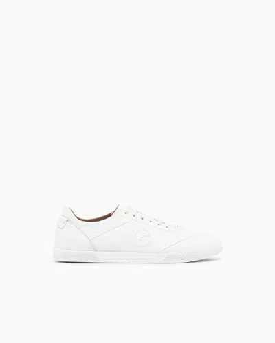 Giorgio Armani Sneaker In Leather With A Rubber Sole In Multi
