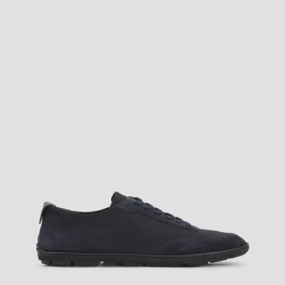 Giorgio Armani Panelled Leather Sneakers In Black