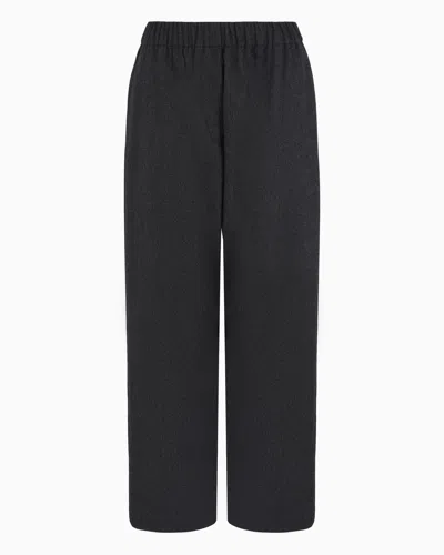 Giorgio Armani Official Store Soft Wool And Cashmere Flannel Trousers In Gris
