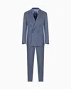 Giorgio Armani Soho Line Double-breasted Denim-effect Cashmere And Stretch Cotton Suit
