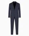 Giorgio Armani Soho Line Single-breasted Suit In A Chambray-effect Wool And Silk In Blue