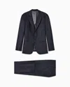 Giorgio Armani Soho Line Single-breasted Suit In Chevron Virgin Wool And Cashmere In Blue