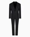 Giorgio Armani Official Store Soho Line Single-breasted Suit In Pinpoint-effect Virgin-wool Serge In Black