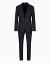 Giorgio Armani Soho Line Single-breasted Suit In Wool And Cashmere In Navy Blue