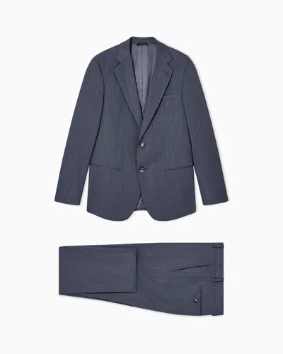 Giorgio Armani Soho Line Single-breasted Suit In Wool Twill In Gray