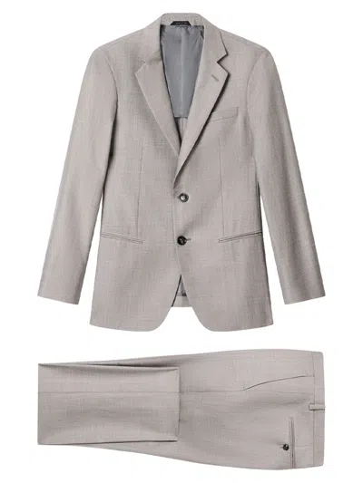 Giorgio Armani Soho Line Single-breasted Suit In Wool, Silk And Linen Grisaille In Gray