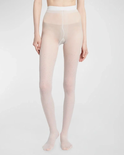 Giorgio Armani Sparkly Rhinestone Tights In White Prin