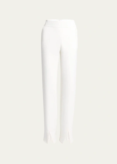 Giorgio Armani Split Front Straight-leg Silk Trousers In Ivory