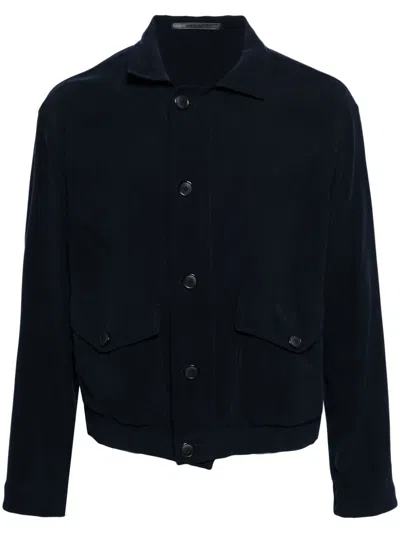 Giorgio Armani Spread-collar Shirt Jacket In Blue
