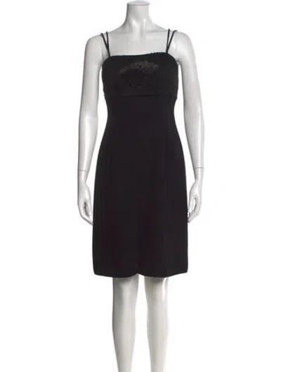 Pre-owned Giorgio Armani Square Neckline Knee-length Dress In Black