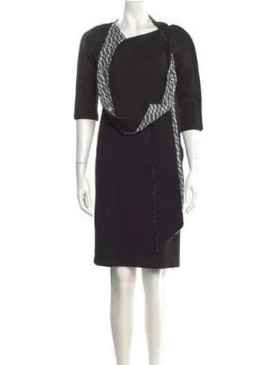 Pre-owned Giorgio Armani Square Neckline Knee-length Dress In Black