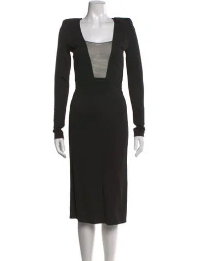 Pre-owned Giorgio Armani Square Neckline Knee-length Dress In Black
