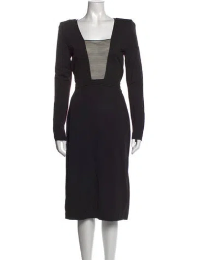 Pre-owned Giorgio Armani Square Neckline Knee-length Dress In Black