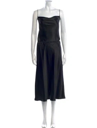 Pre-owned Giorgio Armani Square Neckline Long Dress In Black
