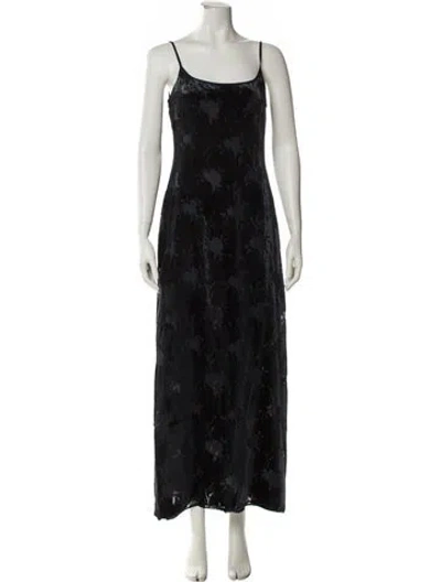 Pre-owned Giorgio Armani Square Neckline Long Dress In Blue