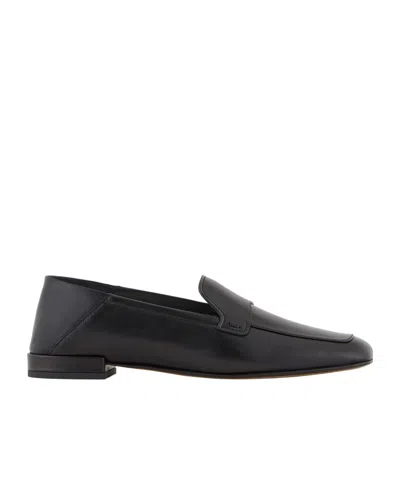 Giorgio Armani Soft Calfskin Ballerina Loafers In Black