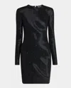 Giorgio Armani Star Embellished Long Sleeve Mini Dress In Solid Black