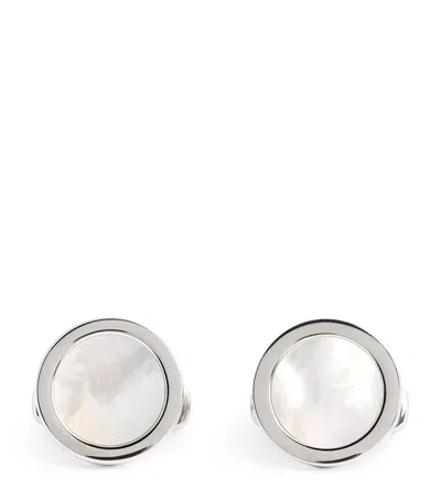 Giorgio Armani Sterling Silver And Mother-of-pearl Cufflinks In White