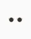 Giorgio Armani Sterling Silver Cufflinks With A Coloured Crystal In Black