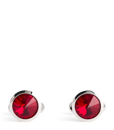 Giorgio Armani Sterling Silver Embellished Cufflinks In Red