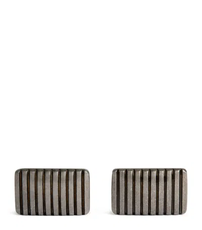 Giorgio Armani Sterling Silver Stripe-effect Cufflinks In Multi