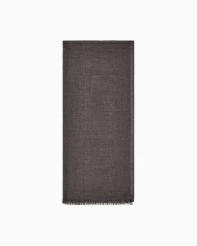 Giorgio Armani Stole In Cashmere And Silk With A Shiny Viscose Border In Brown