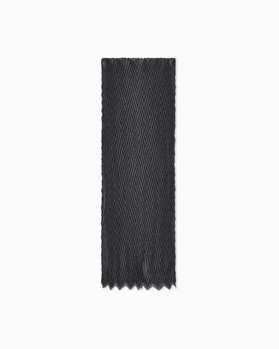 Giorgio Armani Stole Pleated In Wool And Silk In Gray