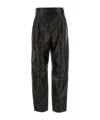 Giorgio Armani Black Leather Pant In Black