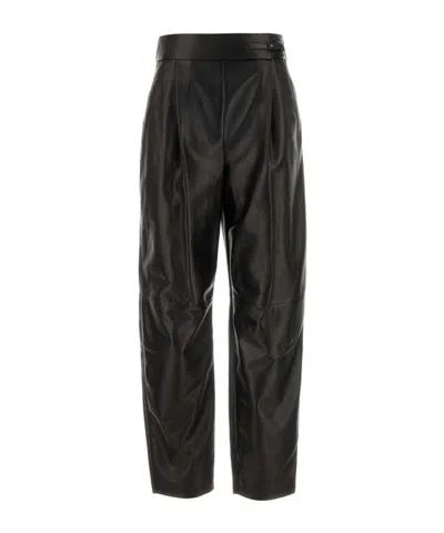 Giorgio Armani Leather Trousers With Pockets And Belt Loops In Black