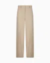 Giorgio Armani Straight-cut Flowing Wool Trousers In Brown