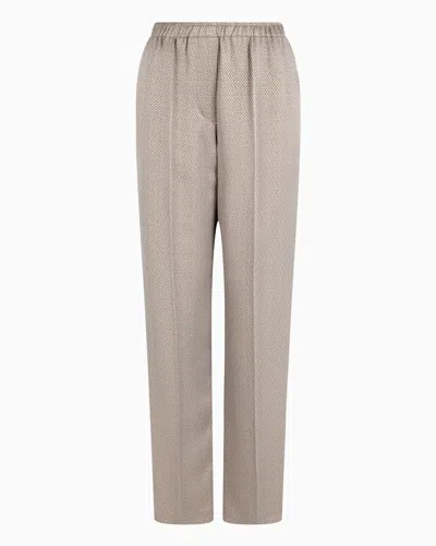 Giorgio Armani Straight-cut Jacquard Viscose And Cupro Trousers In Neutral
