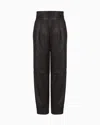 Giorgio Armani Black Leather Pant In Black