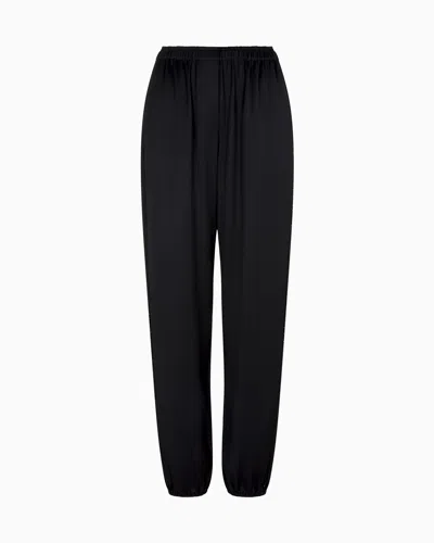 Giorgio Armani Straight-cut Silk Trousers With Crystal Piping In Black