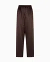 Giorgio Armani Straight-cut Trousers In Tussah Silk Satin In Brown