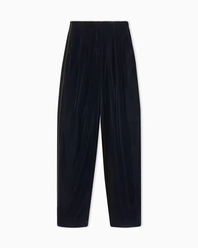 Giorgio Armani Straight-cut Velvet Trousers In Black