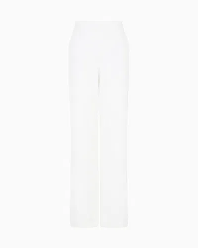 Giorgio Armani Straight-cut, Viscose-blend Jersey Trousers In White
