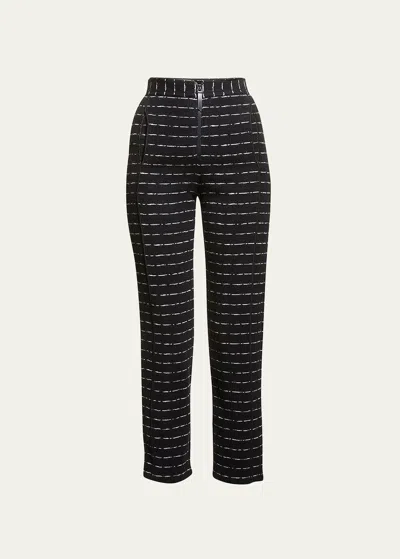 Giorgio Armani Straight-leg Ankle Jersey Jacquard Pants In Solid Black