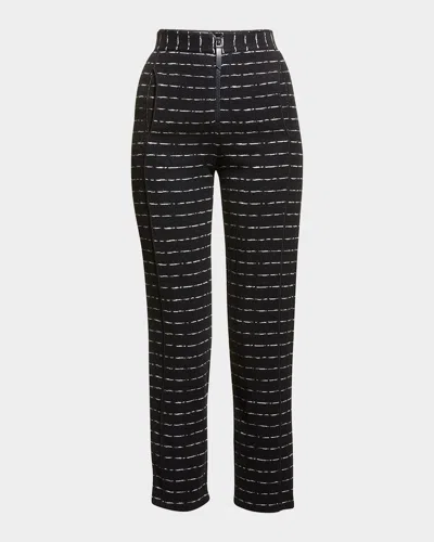 Giorgio Armani Straight-leg Ankle Jersey Jacquard Pants In Solid Black