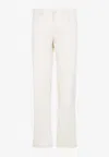Giorgio Armani Straight-leg Trousers In Luxurious Cotton-silk Blend In Beige