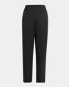 Giorgio Armani Straight Leg Silk Satin Trousers In Solid Black