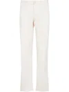 Giorgio Armani Straight-leg Trousers In Luxurious Cotton-silk Blend In Neutrals