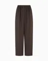 Giorgio Armani Straight Trousers In Silk Double Georgette In Brown