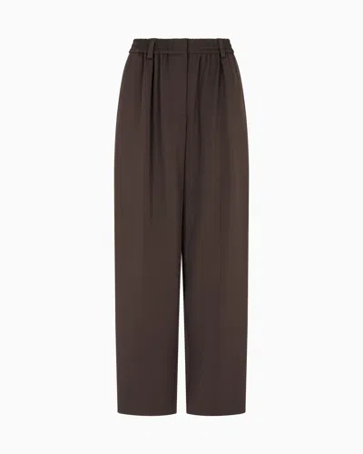 Giorgio Armani Straight Trousers In Silk Double Georgette In Brown
